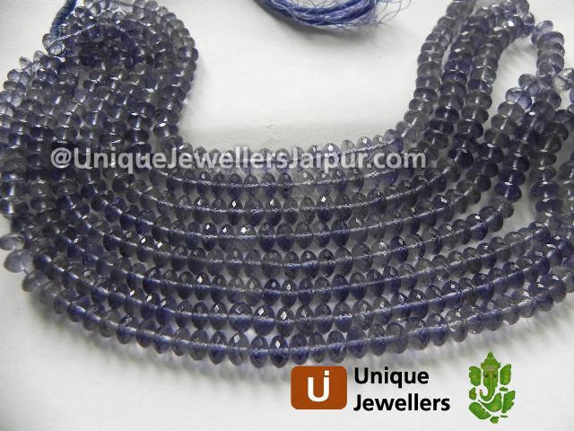 Iolite Micro Faceted Roundelle Beads